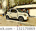 A rare Suzuki Twin: A uniquely designed two-seater minicar, watercolor illustration 132170869