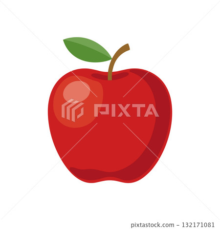 SEO Title: Simple Red Apple Fruit Icon Vector. Healthy Food and Nutrition Symbol. 132171081