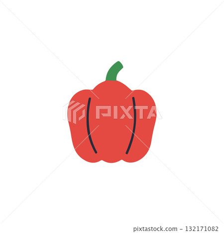 SEO Title: Red Bell Pepper Icon Vector. Simple Paprika Vegetable Flat Design. SEO Title: Red Bell Pepper Icon Vector. Simple Paprika Vegetable Flat Design. 132171082