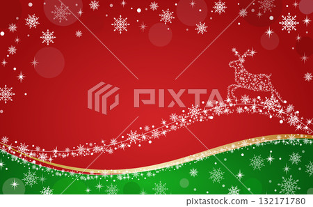 閃閃發光的聖誕背景、馴鹿和雪花、冬季圖像 132171780