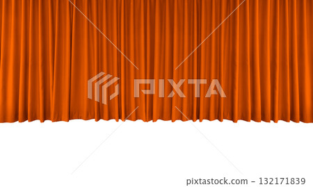Orange curtains, separated curtains on a white background. Orange curtains, separated curtains on a white background. 132171839