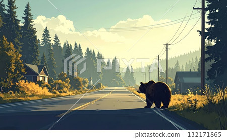 AI Image: A bear descends into a human settlement AI Image: A bear descends into a human settlement 132171865