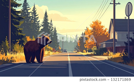 AI Image: A bear descends into a human settlement AI Image: A bear descends into a human settlement 132171869