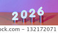 2026 New year saving money and financial planning concept. White number 2026 on stack of coins. Creative idea for business growth, tax payment, investment and banking. 132172071