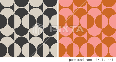 Vector set retro simple geometric seamless patterns in retro style. Vintage abstract geometric pattern in Bauhaus style. Vector set retro simple geometric seamless patterns in retro style. Vintage abstract geometric pattern in Bauhaus style. 132172271