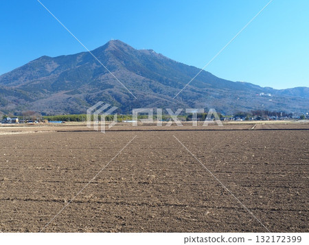 冬季稻田和筑波山 132172399