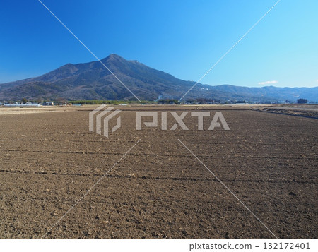 冬季稻田和筑波山 132172401