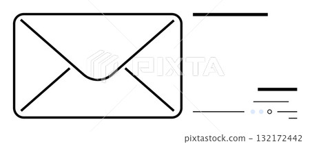 Envelope icon with horizontal lines symbolizing email or messaging interface. Ideal for communication, email design, digital marketing, contact us pages, newsletters, online messaging, and postal 132172442