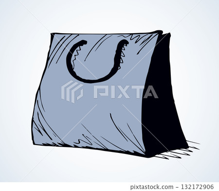 Paper bag for shopping. Vector drawing 132172906
