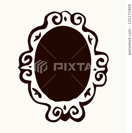 Framed mirror. Vector drawing icon Framed mirror. Vector drawing icon 132172908