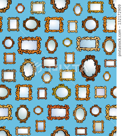 Framed mirrors. Vector drawing pattern Framed mirrors. Vector drawing pattern 132172909