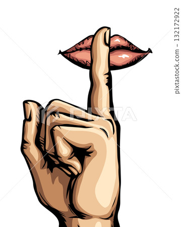 The finger shows quietly. Vector drawing 132172922