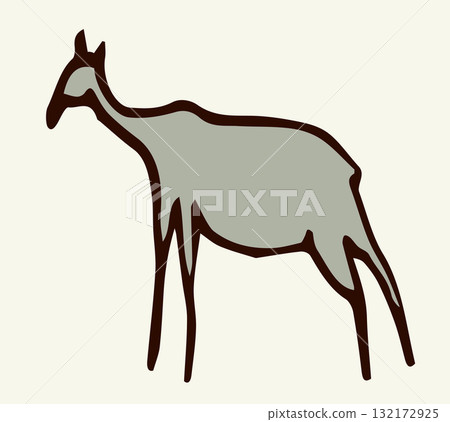 Primitive rock painting. Vector drawing 132172925