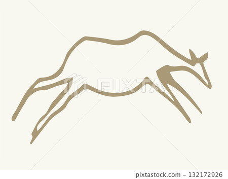 Primitive rock painting. Vector drawing 132172926