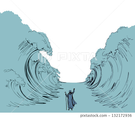 Moses with the staff. Vector drawing Moses with the staff. Vector drawing 132172936