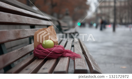 Healthy outdoor snack with cozy scarf and soft natural light for mindful breaks Healthy outdoor snack with cozy scarf and soft natural light for mindful breaks 132172972