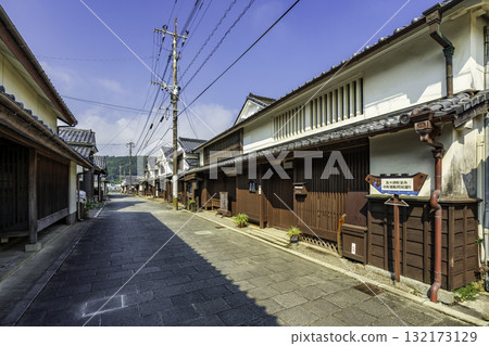 宮崎縣日向市鵝卵石街道日向美津町風景 132173129