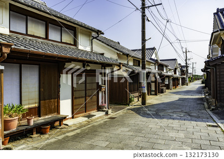 宮崎縣日向市鵝卵石街道日向美津町風景 132173130
