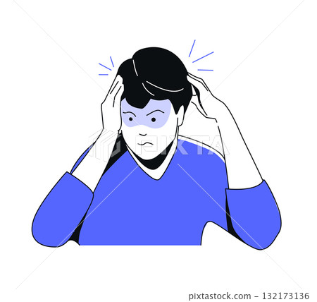 Man with Headache - colorful flat design illustration 132173136