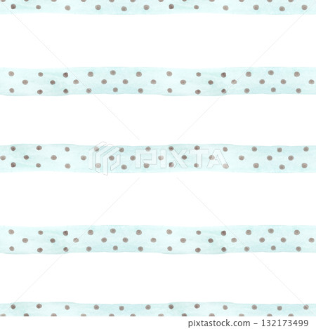 Watercolor light mint stripes with brown polka dots. Simple striped seamless pattern for your design Watercolor light mint stripes with brown polka dots. Simple striped seamless pattern for your design 132173499