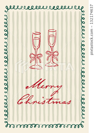 Christmas card champagne glass 132174637