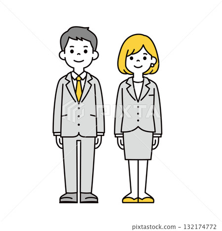 Young businessman male and female full body vector illustration material set 132174772