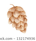 Brown pinecone watercolor illustration, hand drawn for Christmas and winter design use on greeting cards, product labels, seamless patterns, and cozy packaging projects 132174936