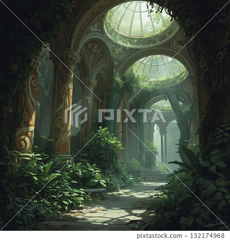 A corridor where light pours in through the skylight A corridor where light pours in through the skylight 132174968