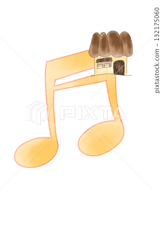 Musical note with a gingerbread house 132175060