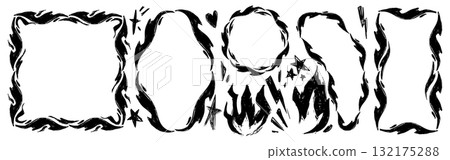 Black flame scribble frames 132175288