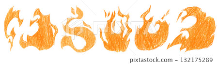Orange flame scribble shapes 132175289