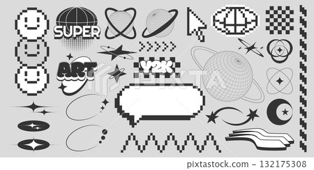 Retro y2k sticker icon set 132175308