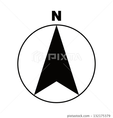 A very simple compass mark that can be used on maps 132175379