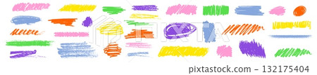 Colorful brush crayon scribble marks Colorful brush crayon scribble marks 132175404