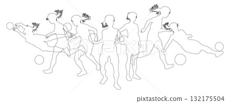 Soccer Football Players Silhouettes 132175504