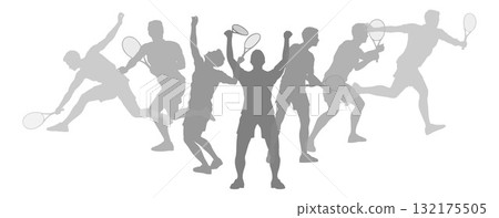 Silhouette Tennis Players Silhouettes Concept Silhouette Tennis Players Silhouettes Concept 132175505
