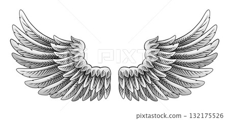 Angel Eagle Pegasus Feather Wings Illustration Angel Eagle Pegasus Feather Wings Illustration 132175526