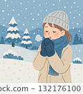 一個女人在一個下雪天 132176100