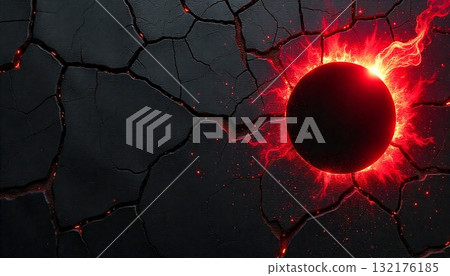 Solar eclipse and cracked background Solar eclipse and cracked background 132176185