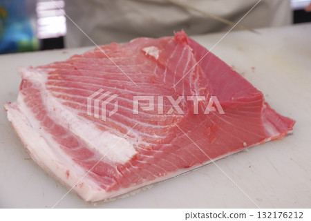 A delicious, fatty slice of bluefin tuna A delicious, fatty slice of bluefin tuna 132176212