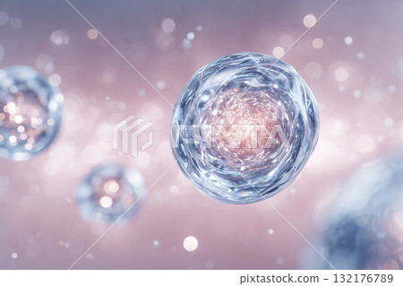 3D rendering of beauty ingredients with a transparent cellular structure. Abstract background symbolizing regeneration and anti-aging care. 3D rendering of beauty ingredients with a transparent cellular structure. Abstract background symbolizing regeneration and anti-aging care. 132176789