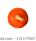 Bright orange pumpkin fresh whole tasty ripe vegetable seasonal image for autumn holiday Thanksgiving and Halloween design, healthy vitamin organic diet, isolated, clipping path, soft selective focus 132177007