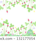 Hand drawn watercolor wild strawberry and flowers frame border. Illustration of berries with butterflies isolated on white background. Can be used for postcard, scrapbook and other printed products. 132177054
