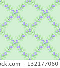 Hand drawn watercolor blueberry branch seamless pattern. Illustration isolated on mint background. Can be used for textile, fabric, scrapbook and other printed products. 132177060