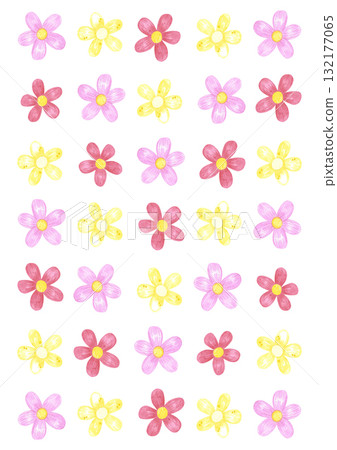 Hand drawn watercolor colorful field flowers poster. Illustration of abstract flowers isolated on white background. Can be used for postcard, scrapbook and other printed products. 132177065