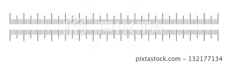 Ruler scale 150 mm without numbers. Measuring chart with 15 centimeters. Length measurement height, distance or math. Sewing tool template, ruler scale template. 132177134