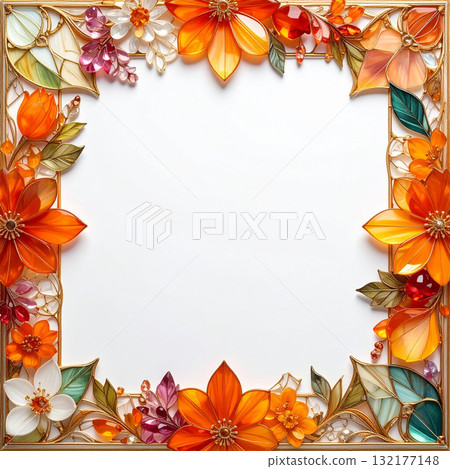 Orange flower transparent crystal frame Orange flower transparent crystal frame 132177148