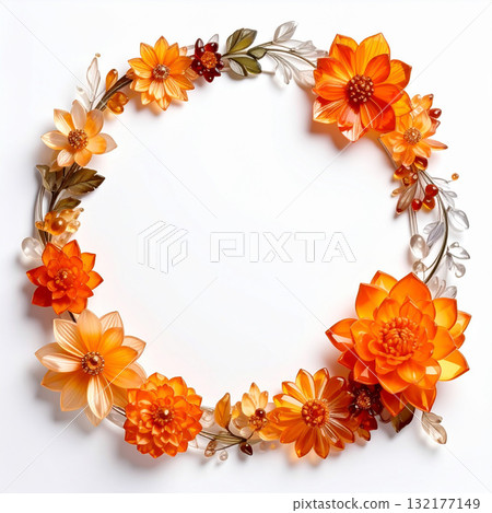 橙色花朵透明水晶相框 132177149