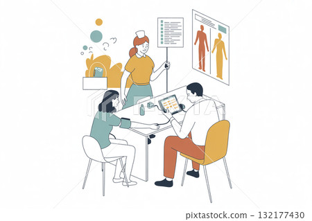 Patients undergoing blood pressure measurement/health checkup Patients undergoing blood pressure measurement/health checkup 132177430