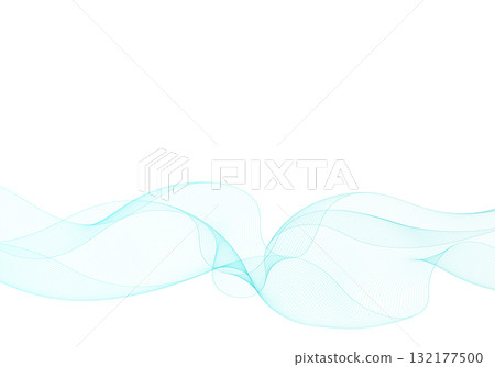 Horizontal abstract turquoise wave of thin dynamic lines. Eps 10 132177500
